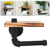 Modern Urban Style Iron Pipe Toilet Paper Holder Roller With Wood Shelf Wall