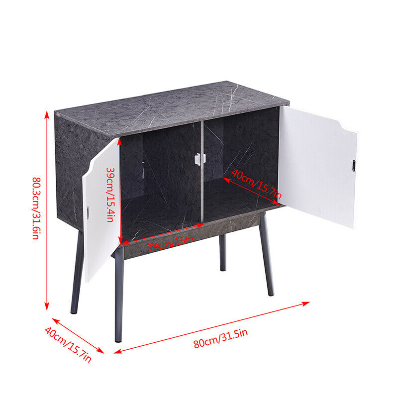 Sideboard Cabinet Cupboard Display Unit Storage Furniture Marble Effect+White BN