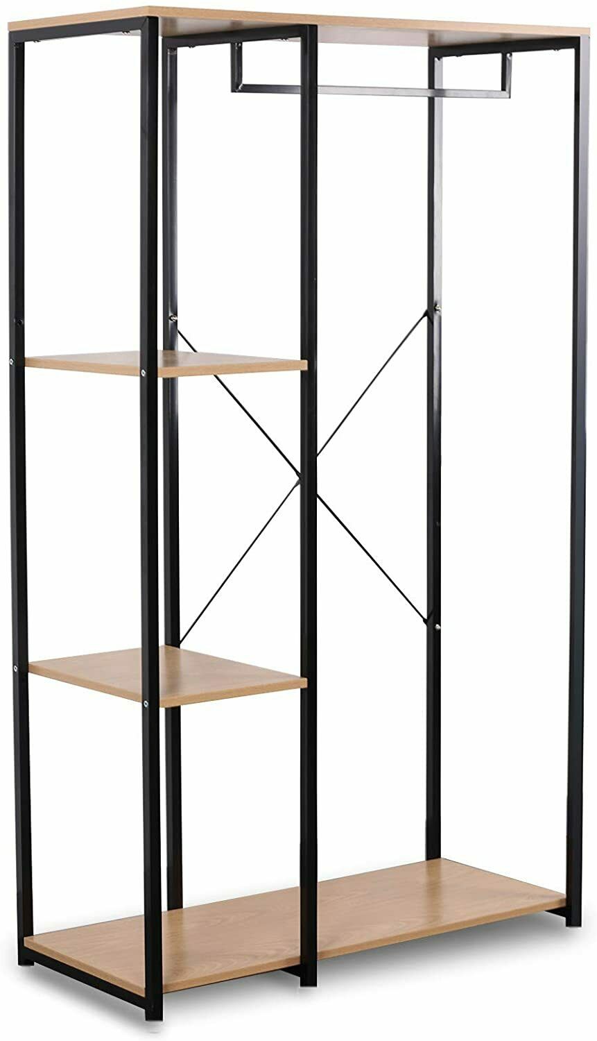 Garment Clothes Rail wood metal Rack Shelves Storage with Rack Shoe