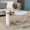 Modern Round Coffee Table Set of 2 Nesting Table Metal Frame Marble Effect HT