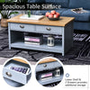 Coffee Table w/ 2 Drawers Open Display Wood Effect Tabletop Retro Style