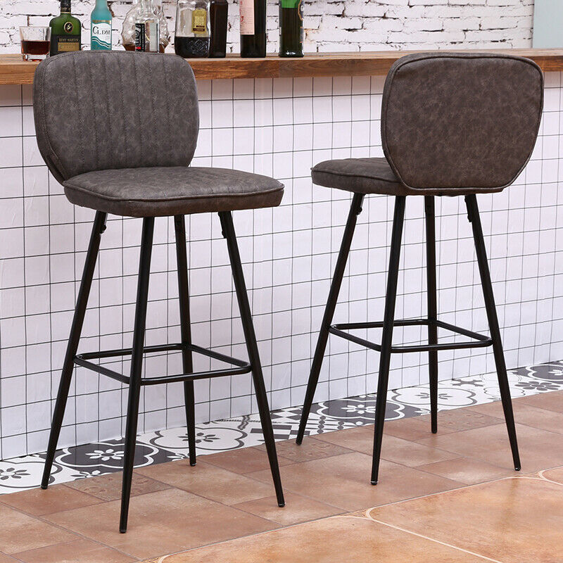 Vintage 2x Bar Stools Breakfast Chairs Dining Chair High Legs