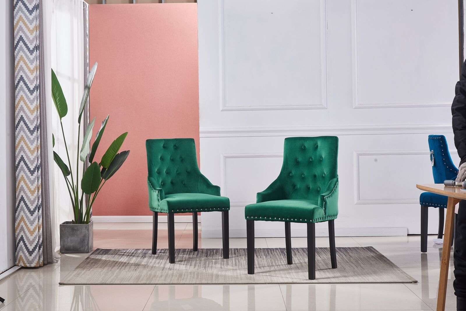 2x Velvet Dining Chairs Living Room Chairs with High Backrest Counter Chairs UK