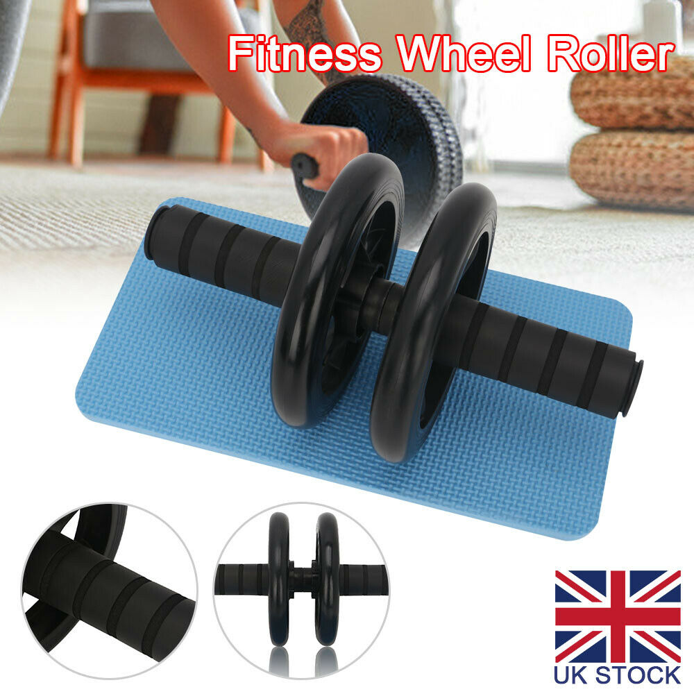 Ab Abdominal Exercise Fitness Gym Strength Training Roller Wheel W Knee Pad Mat