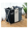 3 Compartments Laundry Clothes Basket Wash Hamper Bin Folding Dirty Storage Bag