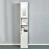 Bathroom Cabinet Shelf Mirror Door Tallboy Cupboard Unit Storage White 180 CM