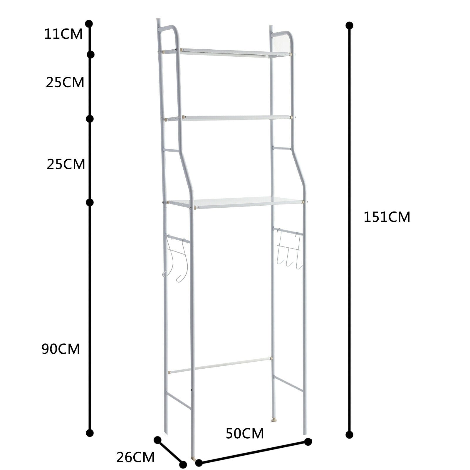3 Tier Over Toilet Storage Rack Bathroom Laundry Washing Machine Shelf Organizer