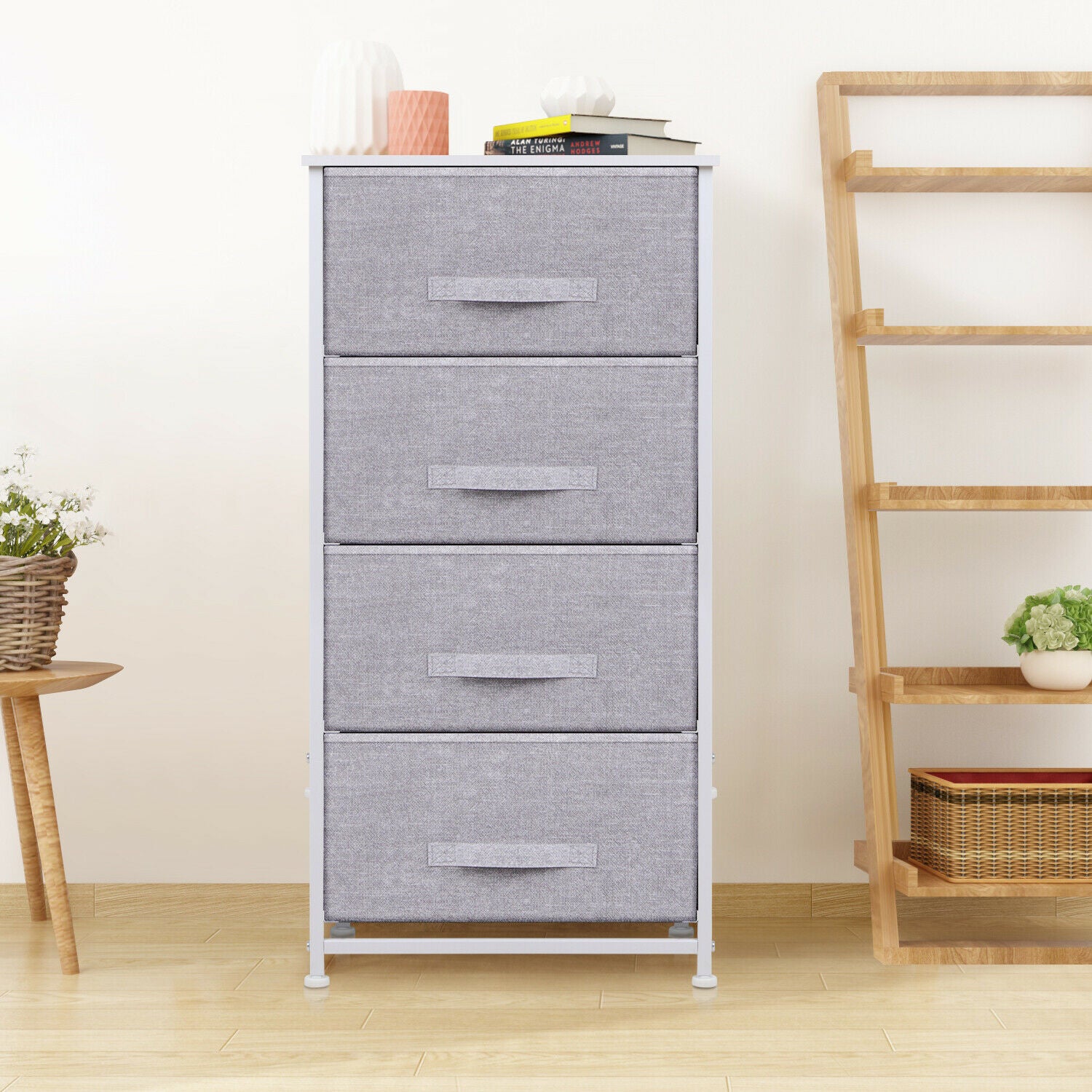Fabric Cabinet Storage Unit Chest of Drawers Metal Frame Organiser Bedside Table