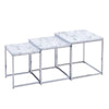 3 Pcs Nest of Table Side Beside Sofa Nested Table Living Room White Marble Vein