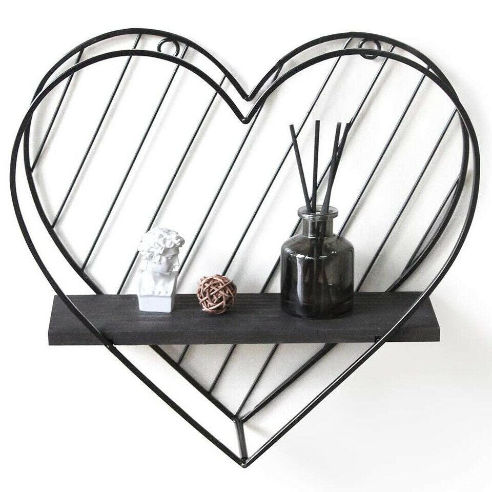 Metal Wire Wall Shelf Heart Modern Storage Floating Display Shelf Bedroom Decor