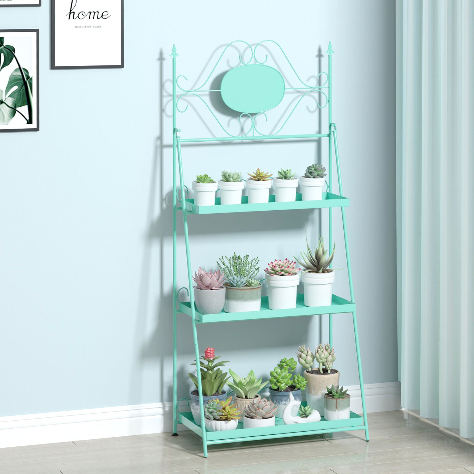 3 Tier Storage Rack Bookcase Display Plant Stand Shelf Metal Ladder Tray Shelves