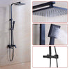 Bathroom Thermostatic Mixer Shower Set Square Black Twin Head Exposed Valve