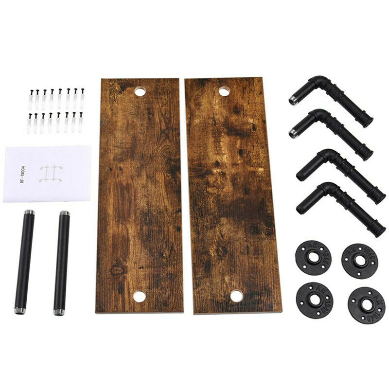 2 Tiers Industrial Floating Iron Pipe Shelf Retro DIY Wall Mounted Bracket