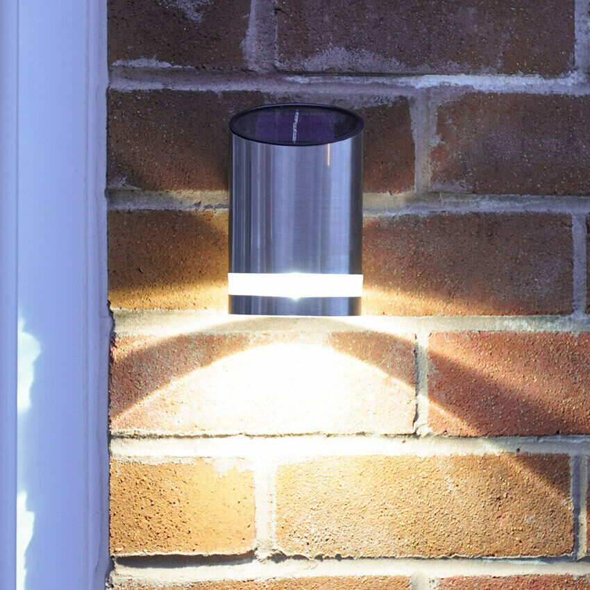 Solar Power Outdoor Stainless Steel LED Welcome Wall Light | Garden Fence