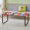 Modern Glass Coffee Table Black Rainbow Side Table Black Metal Legs Living Room