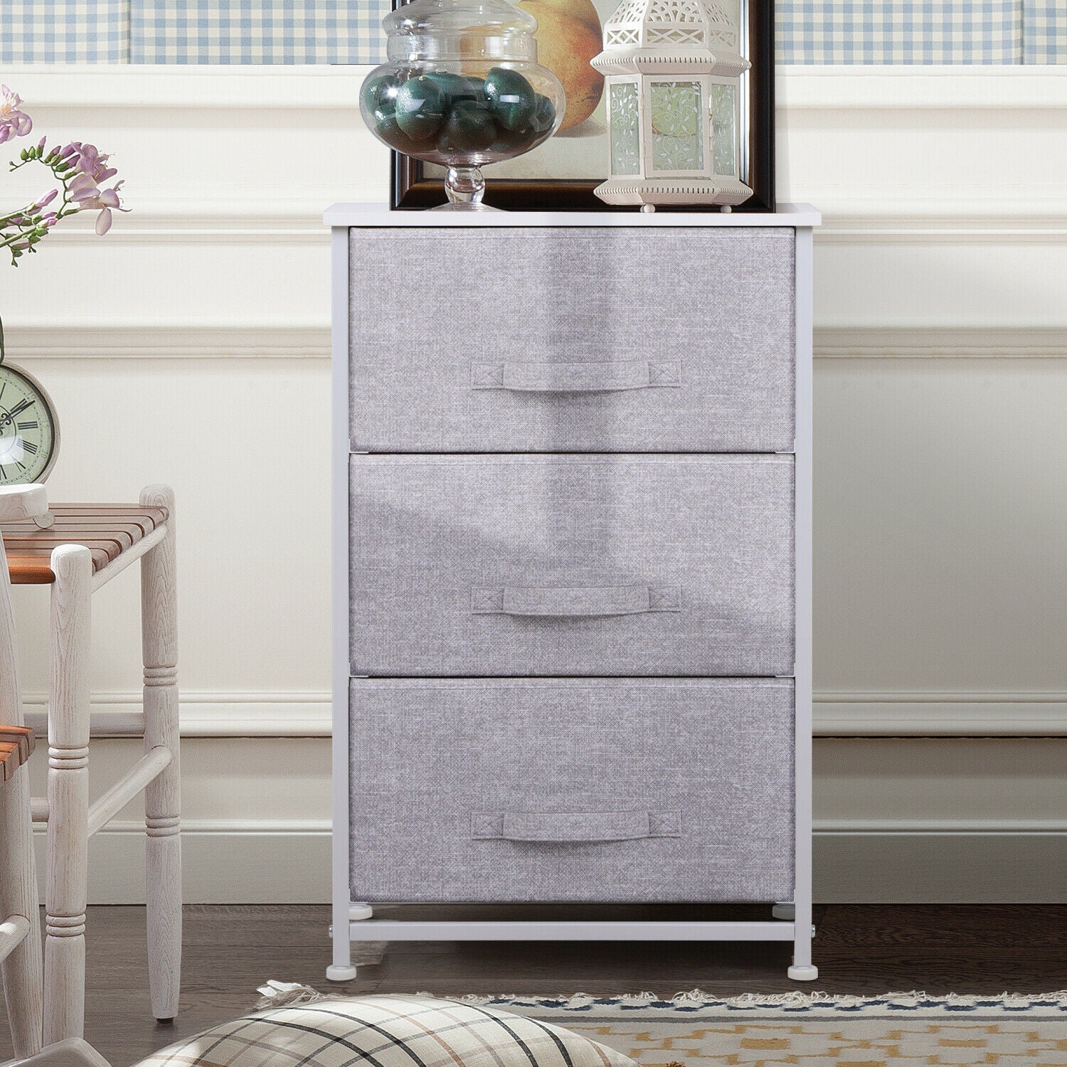 Fabric Cabinet Storage Unit Chest of Drawers Metal Frame Organiser Bedside Table