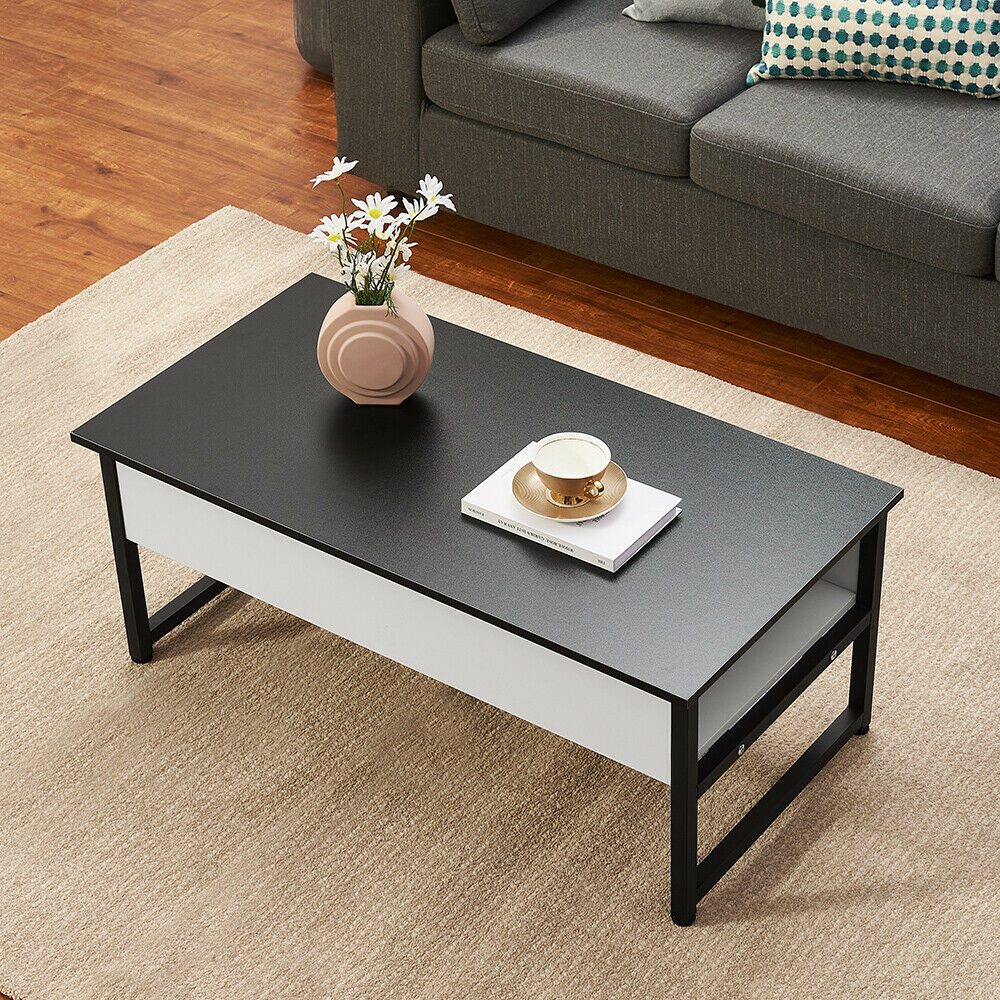 Lift Up Top Coffee Tables with Hidden Storage and Shelf Modern Sofa Side Table
