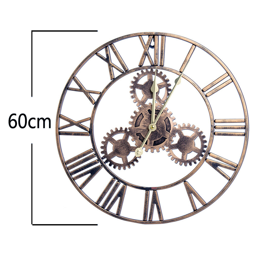 EXTRA LARGE ROMAN NUMERALS SKELETON WALL CLOCK BIG OPEN FACE ROUND 40/60/80CM