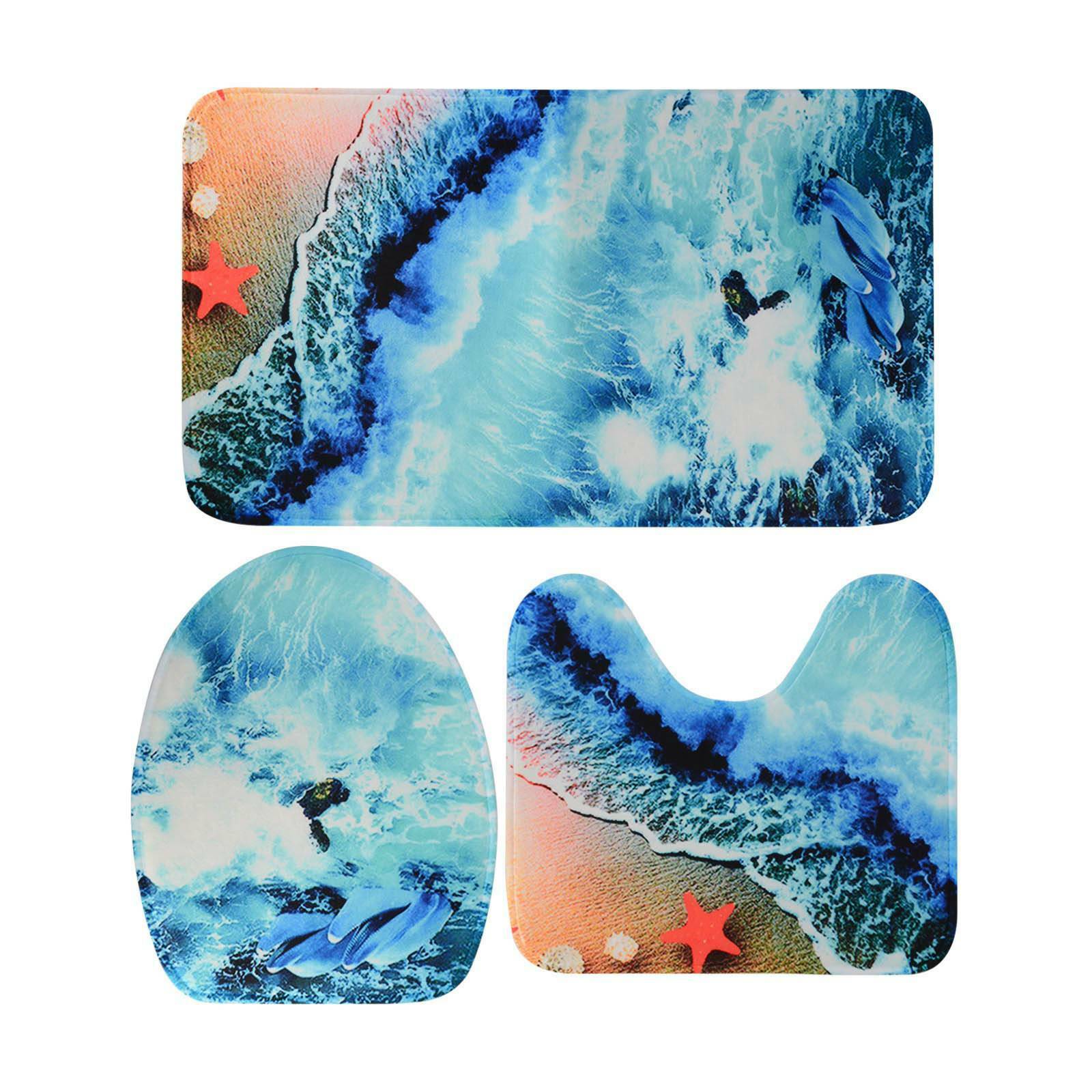 3* toilet pedestal rug Pedestal Rug Toilet Lid Cover Bath Mat Bathroom Set Décor