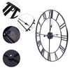 60cm Roman Numeral Wall Clock Indoor Outdoor Garden Metal 60CM Round Face Black