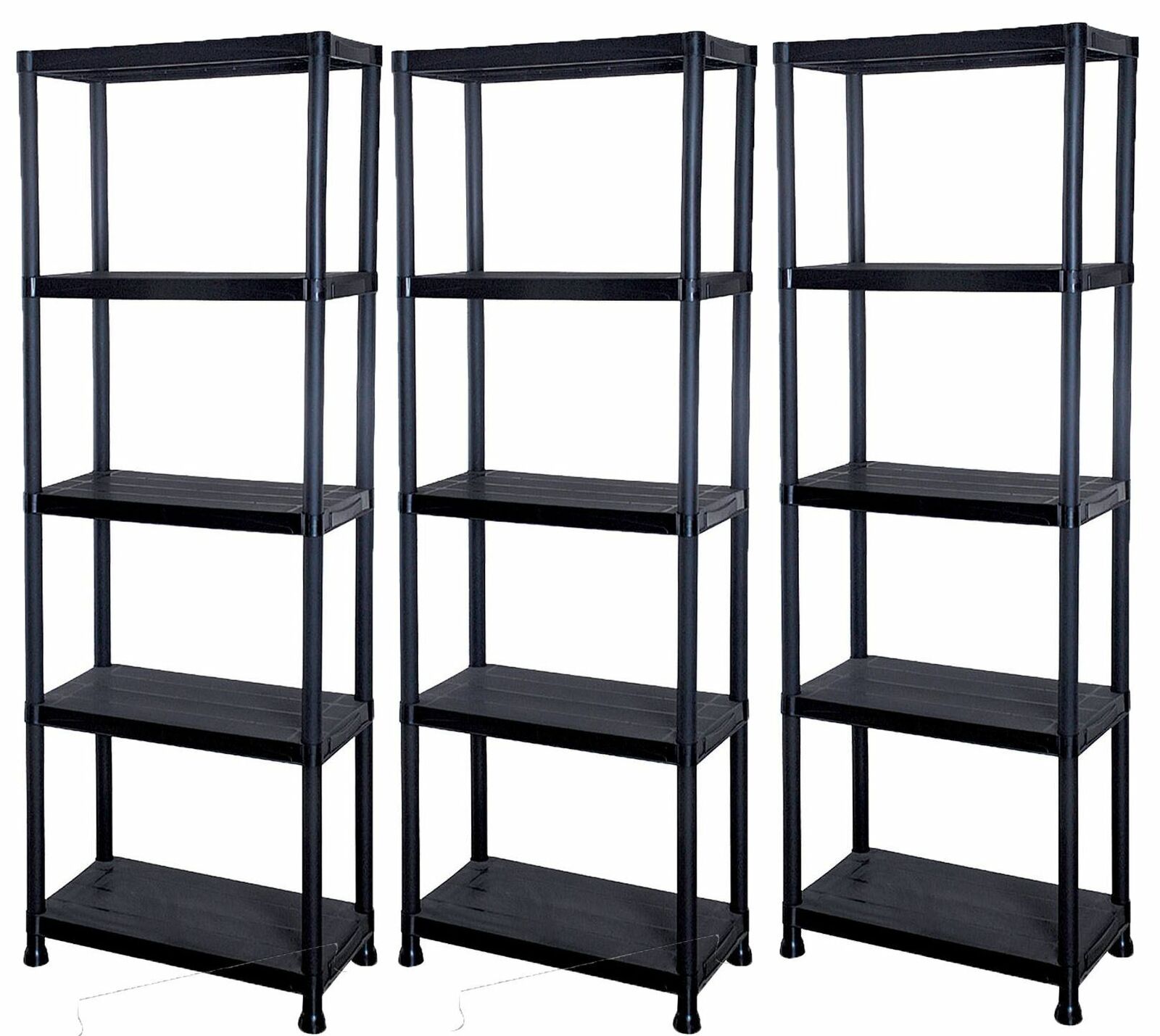 4/5 TIER PLASTIC SHELVING UNIT STORAGE RACKING SHELVES GARAGE WAREHOUSE SHED