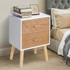 Nordic Style Scandinavian Bedside Table Drawers Cabinet Solid Wood Legs Bedroom