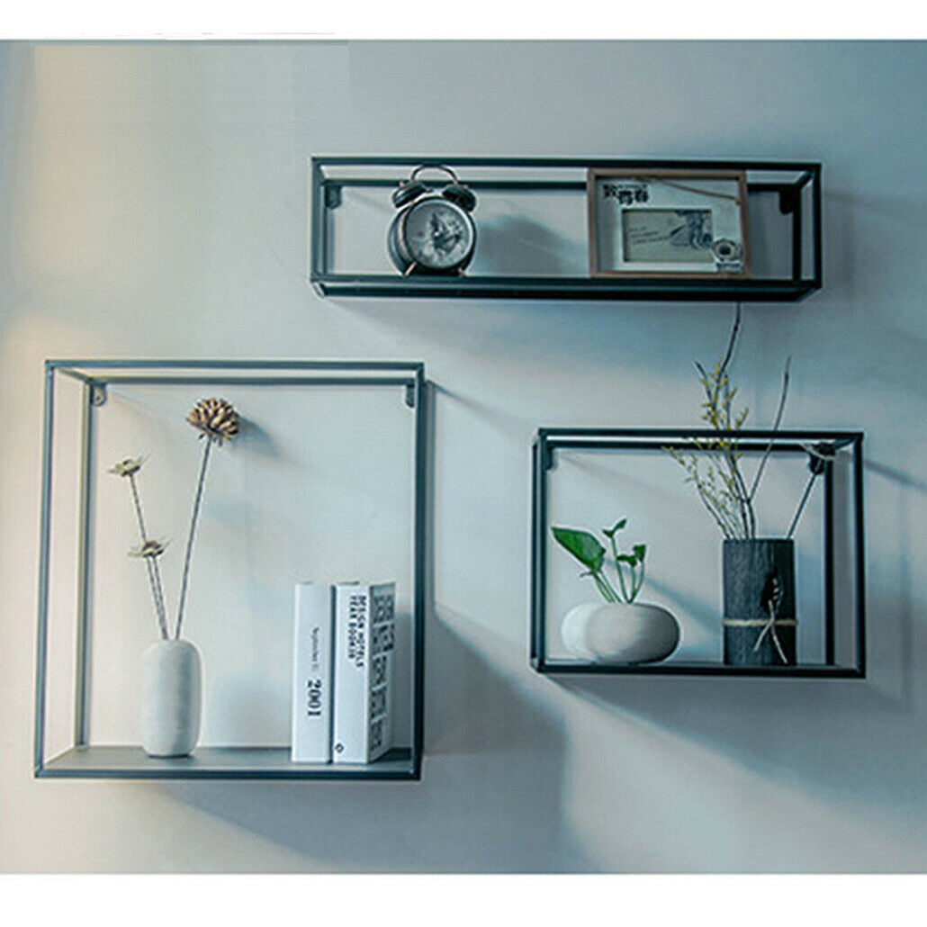 3 in 1 Vintage Metal Wire Shelves Wall Mounted Shelf Rack Storage Display Unit