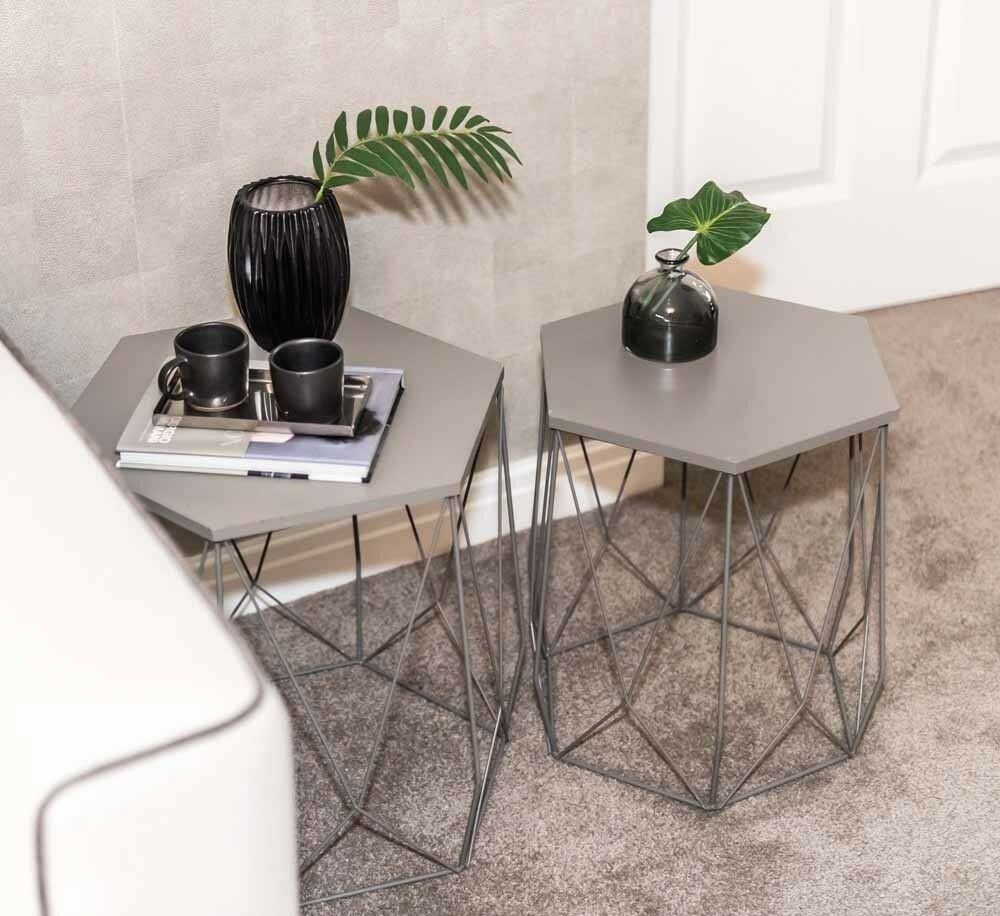 Hexagon side table table - grey