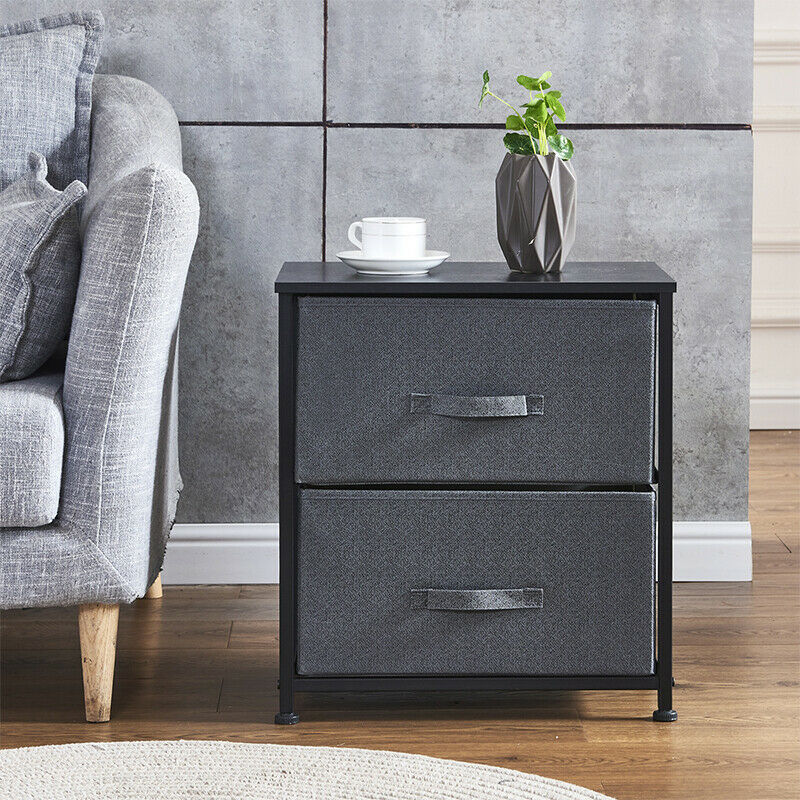 Dark Grey Fabric Cabinet Chest of Drawers Bedside Table Storage 2/3/4/5/7 Drawer