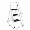 3 Step Ladder Folding Iron Stool Safe Anti-Slip Tread Mat White Black DIY