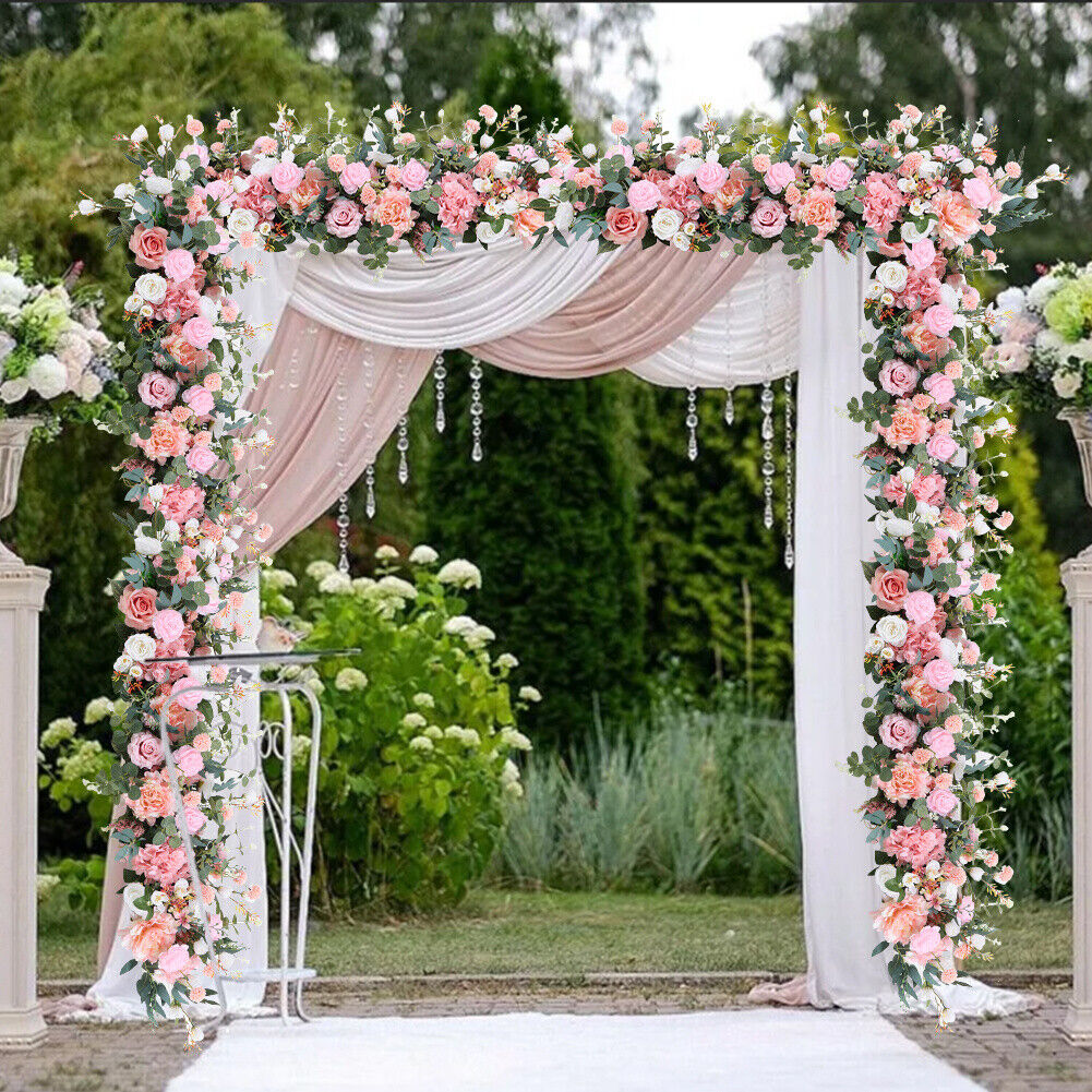 100/50cm Artificial Fake Rose Flower Row Wedding Arch Stage Wall Party DIY Decor