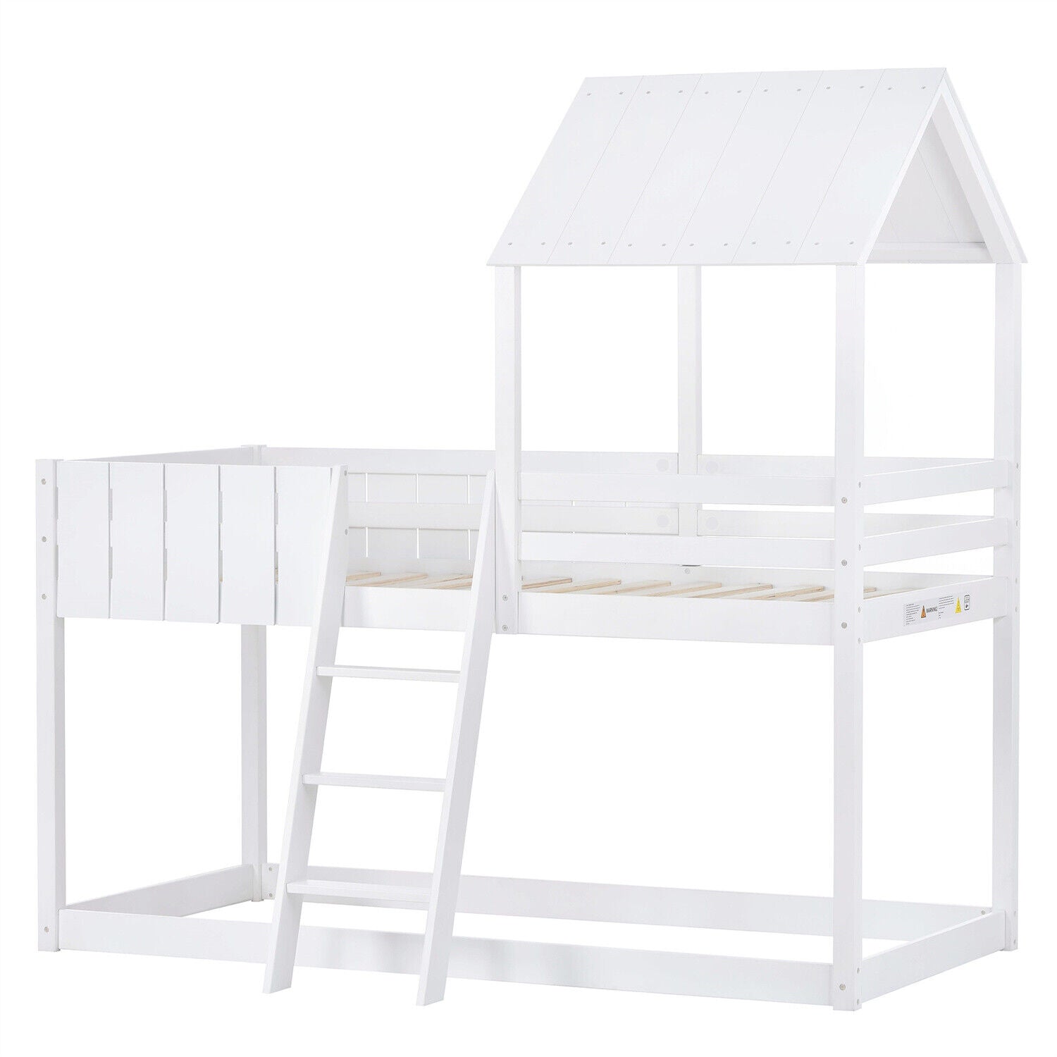 Wooden Bunk Beds 3FT Treehouse Loft Bed Kids Mid-Sleeper Cabin Bed 90x190 White
