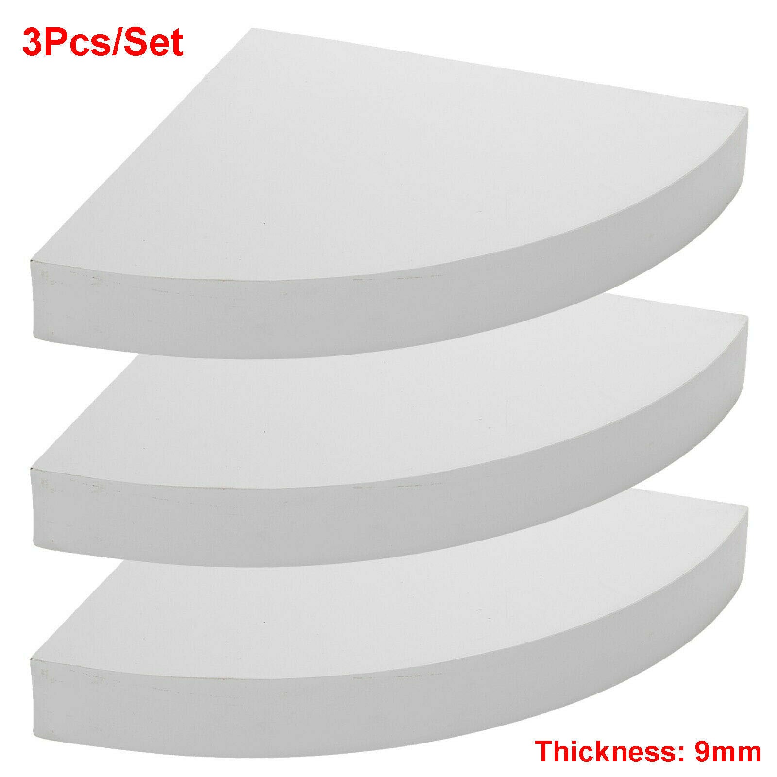 3 Set White Floating Corner Shelf Wooden Wood Unit Wall Storage Bookcase Display