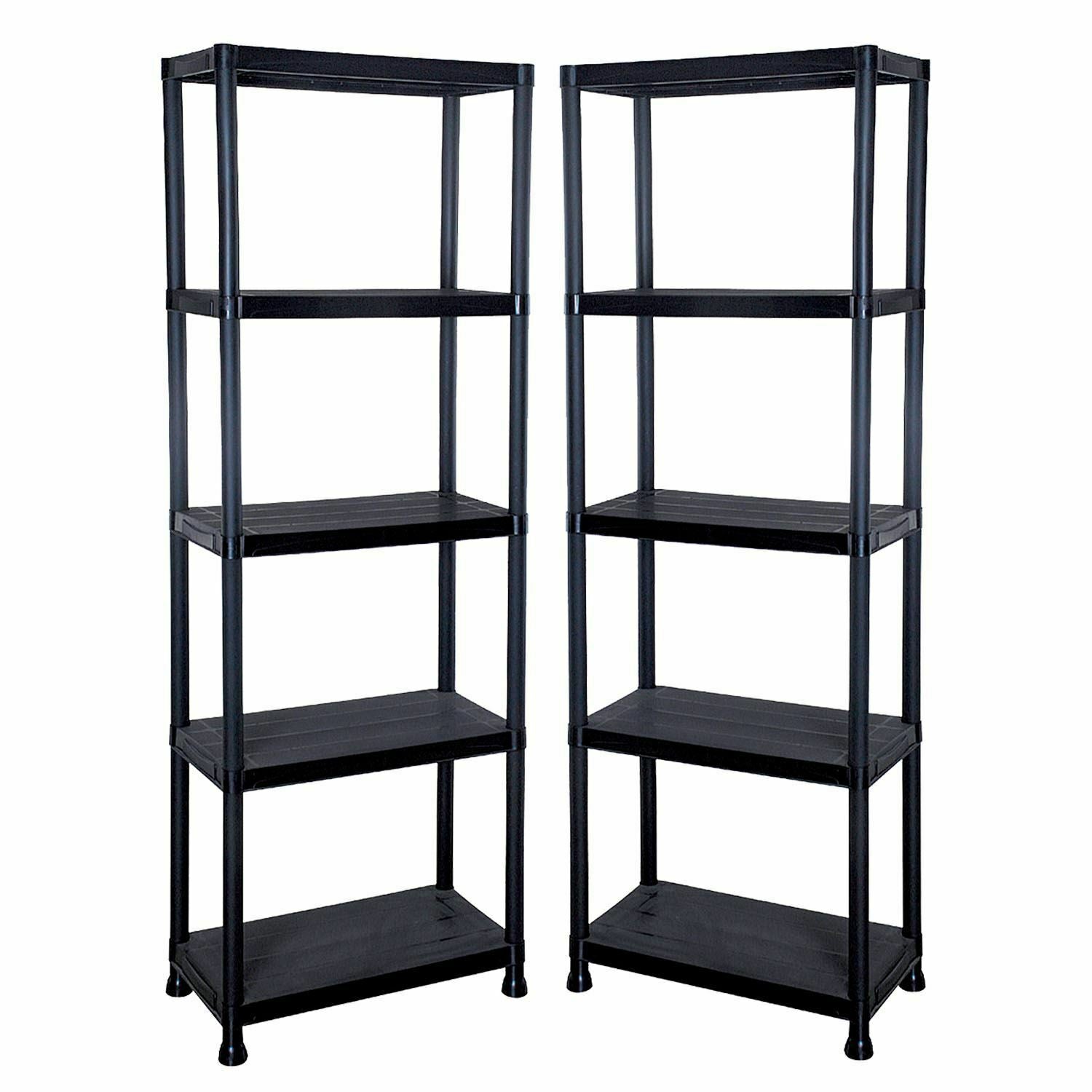 4/5 TIER PLASTIC SHELVING UNIT STORAGE RACKING SHELVES GARAGE WAREHOUSE SHED