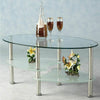 Rectangle Glass Coffee Table Modern Living Room Furniture Top Lower Shelf Chrome