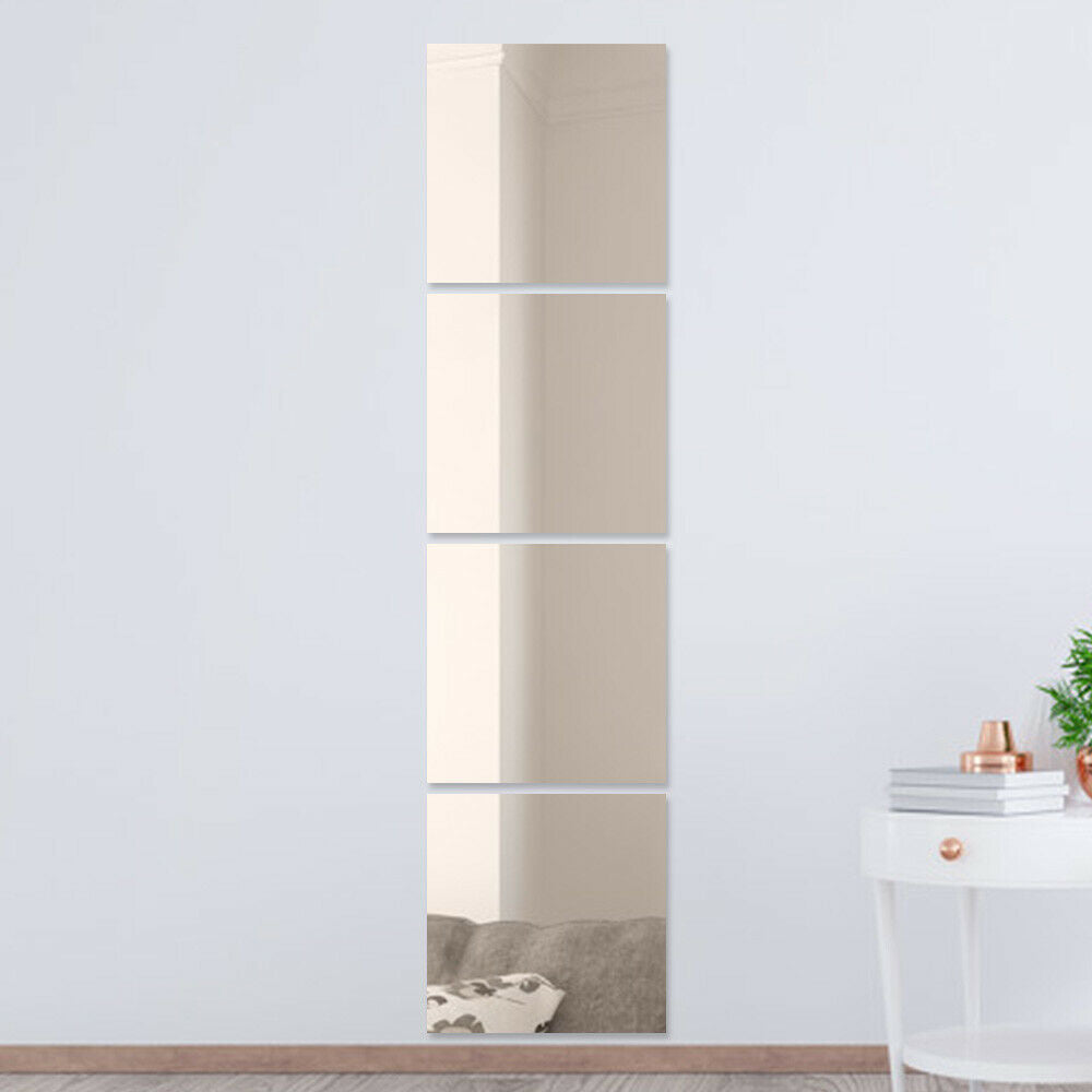 Set Of Self Adhesive Wall Mounted Bathroom Kitchen Bedroom Mirror Tiles 20cm UK