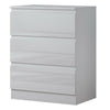 White High Gloss Deep 3 Drawer Bedroom Modern Chest of Drawers. Matt white frame