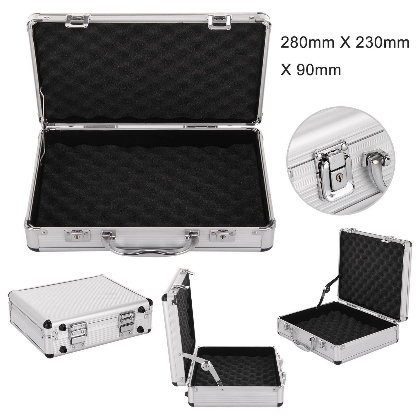 Large Hard Aluminium Flight Case Foam Lockable Tool Camera Gun Storage Carry Box