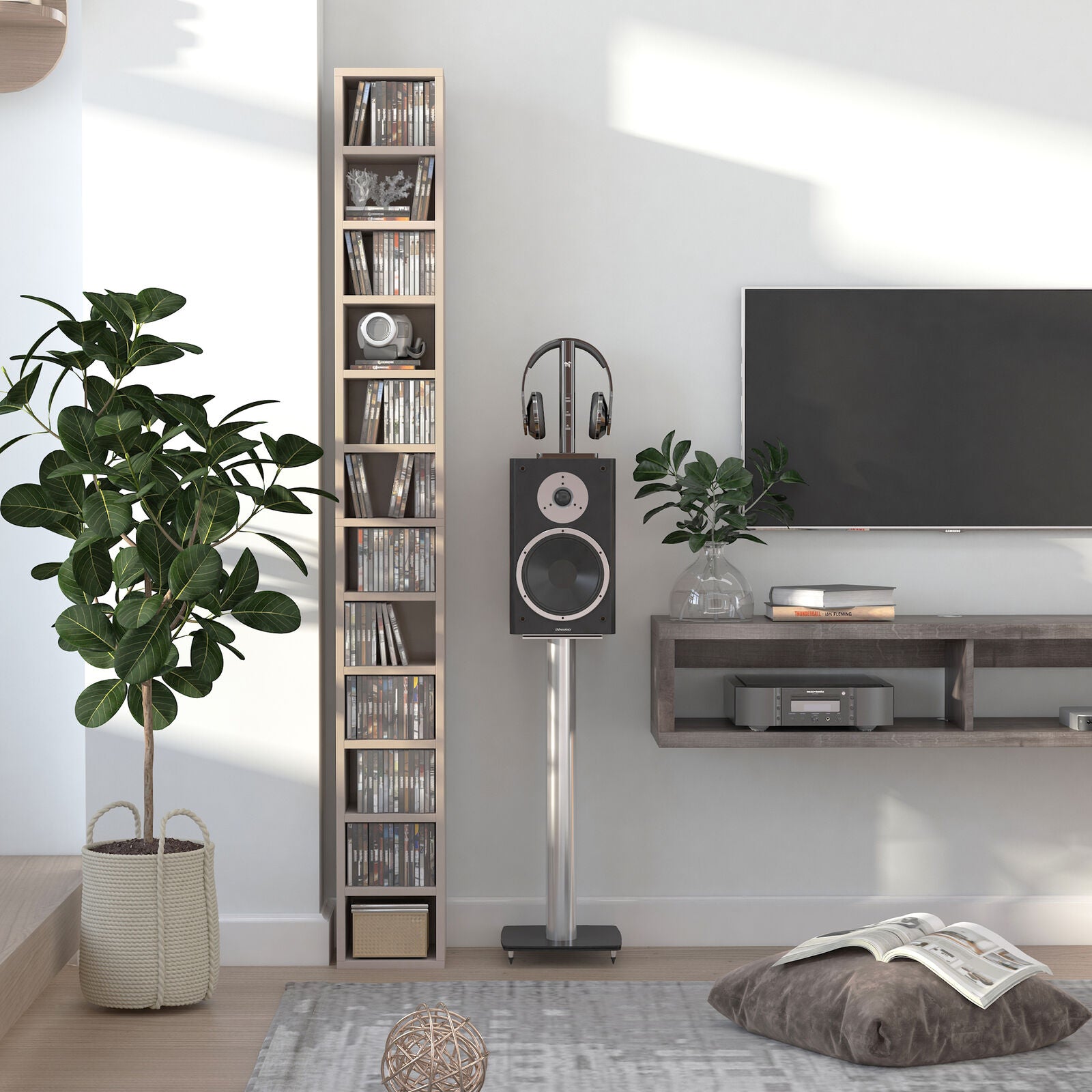 Media Storage Cabinet CD Shelf Organizer Tower Rack