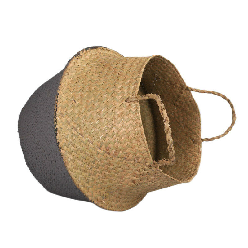 Seagrass Belly Basket Flower Plants Pots Laundry Storage Home Garden Organizer