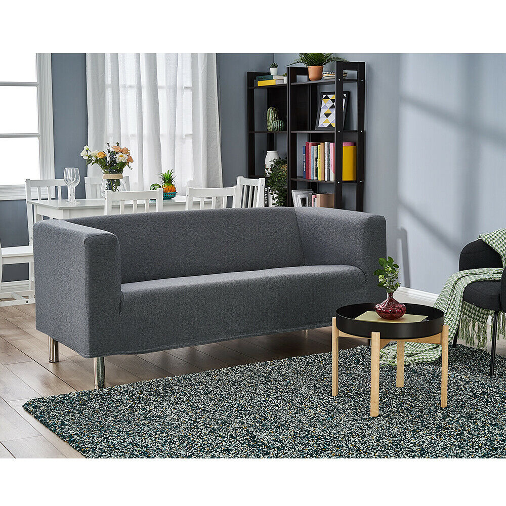 3 Seater Grey Linen Fabric Sofa Armchair Settee Couch Removable Sofa Cover