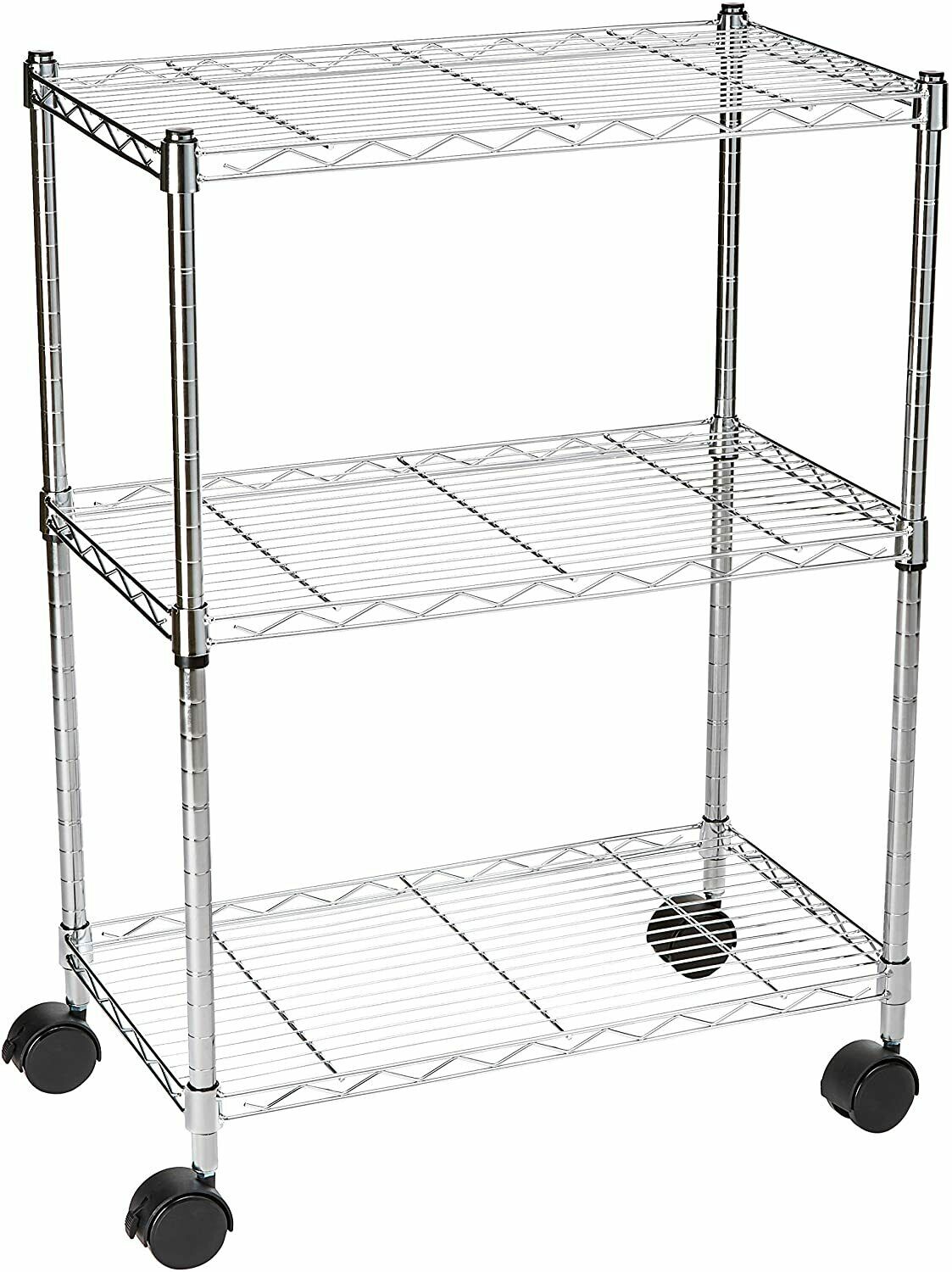 3 Tier Chrome Metal Storage Rack/Shelving Kitchen/Office/Garage Unit Castors