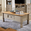 Corona Pine Two Tone Grey Coffee Table 1 Drawer Solid Wood Occasional Table