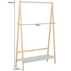 Grey Wooden Clothes Rail Hanging Garment Rack Stand Shoe Storage Shelf