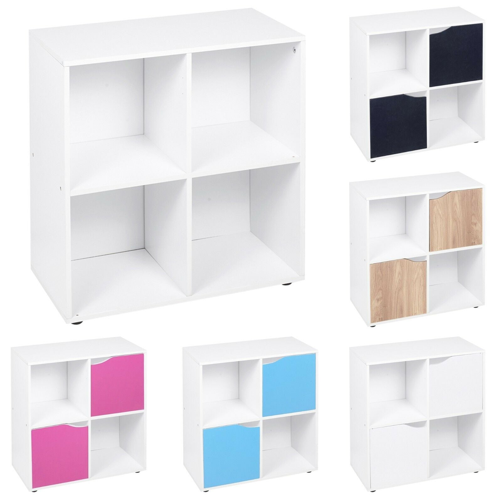 4 6 9 Cube Wooden Bookcase Shelving Display Shelves Storage Unit Wood Shelf Door