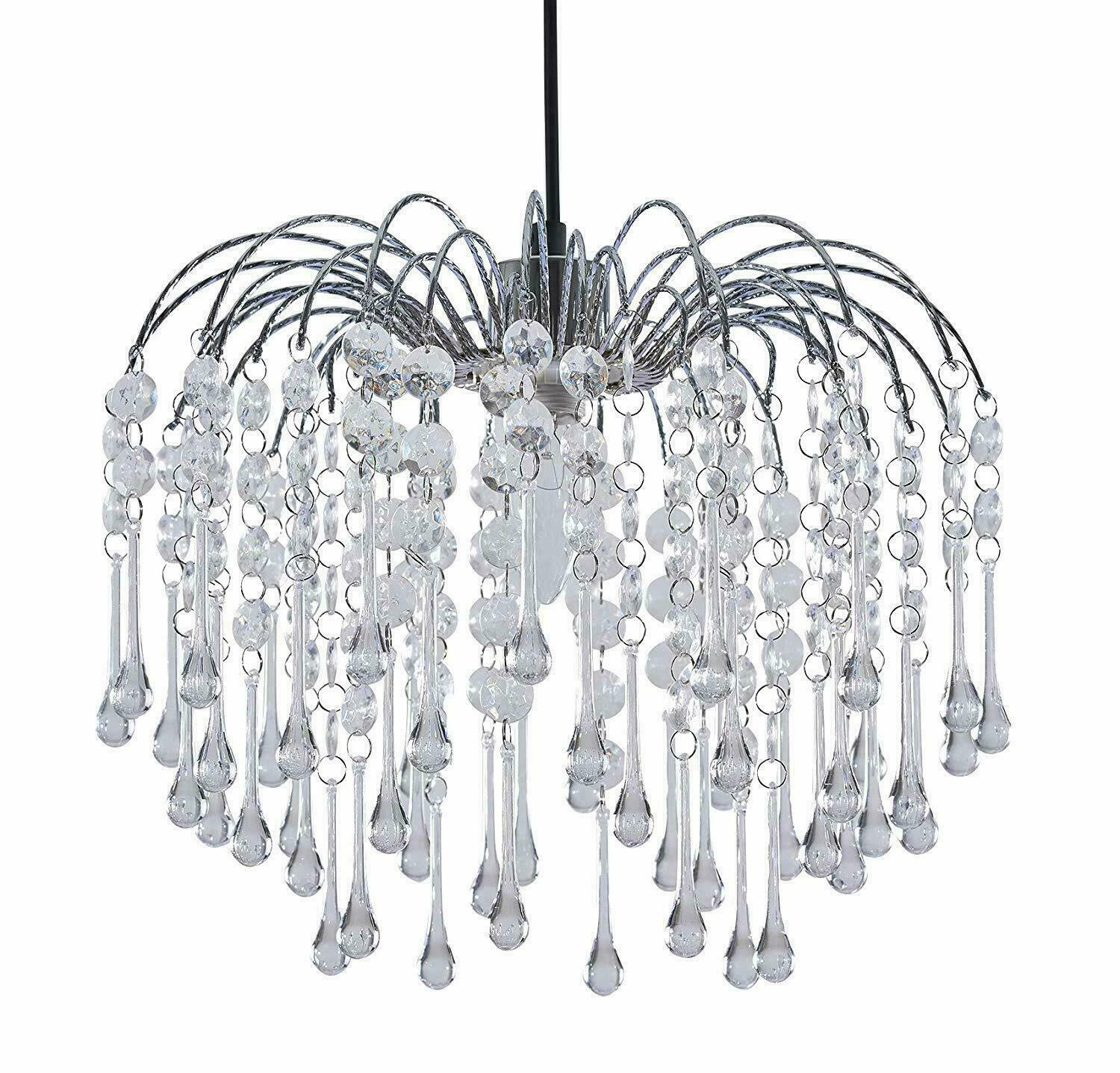 Modern Chandelier Acrylic Crystal Light Shades Beaded Droplet Ceiling Pendant