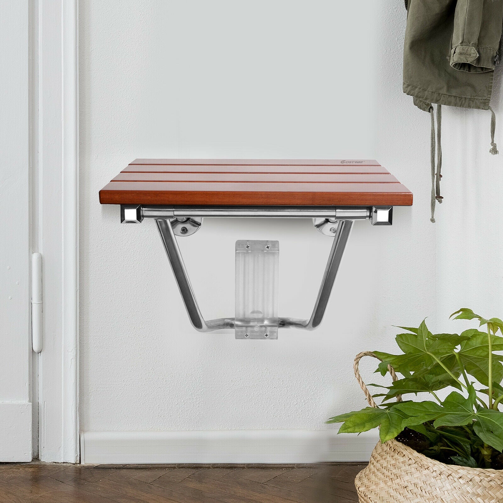 Folding Shower Seat Bench Wall Mounted Bathroom Seat Stool Elderly Disabled