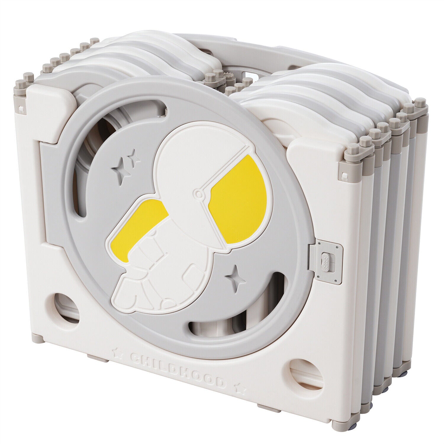 Foldable Baby Playpen with Activity Panel and Basketball Hoop 16 Panels Grey HT