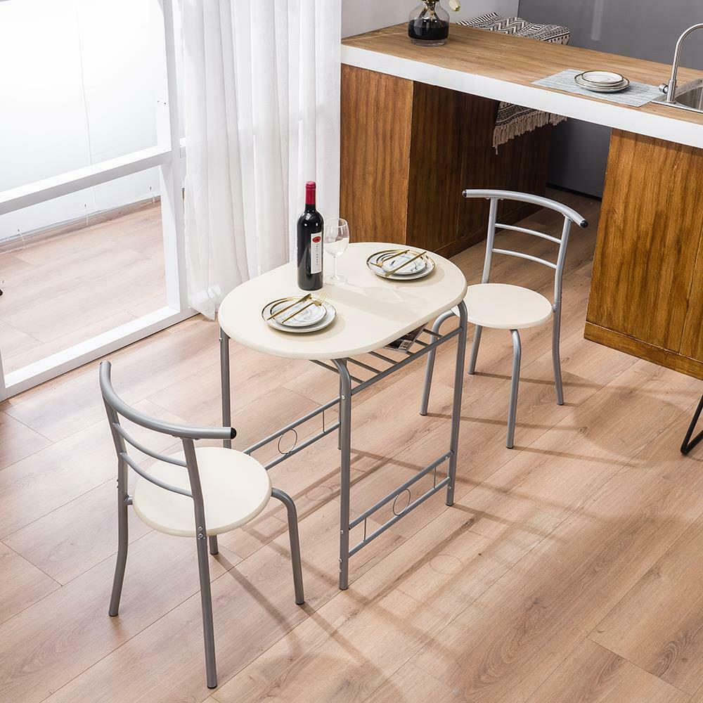 3 Pieces Dining Table and 2 Chairs Kitchen Breakfast Table Practical Durable UK