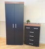 2 Door Wardrobe & 4+2 Chest of Drawers in Black & Walnut Bedroom Furniture 6 Set